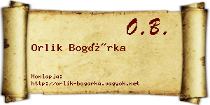 Orlik Bogárka névjegykártya
